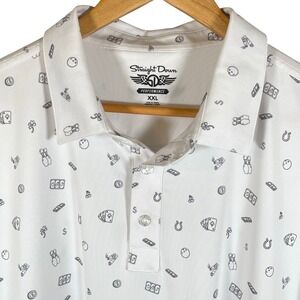 Straight Down Sz XXL Gambler Print Performance Golf Polo Royal Oaks Country Club